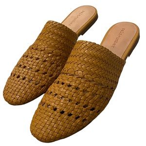 Anthropologie Salt + Umber Shoes Mustard Yellow Lily Slide Woven Flats